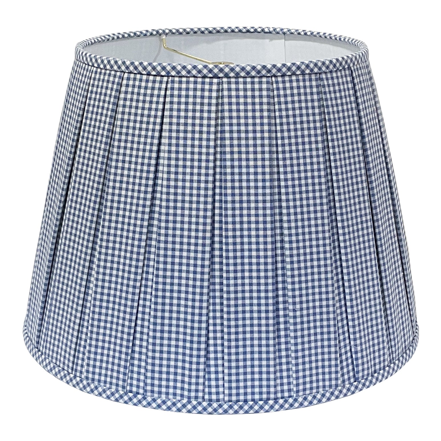 Denim Blue Box Pleated Gingham Lamp Shade, 10x14x10 Chairish