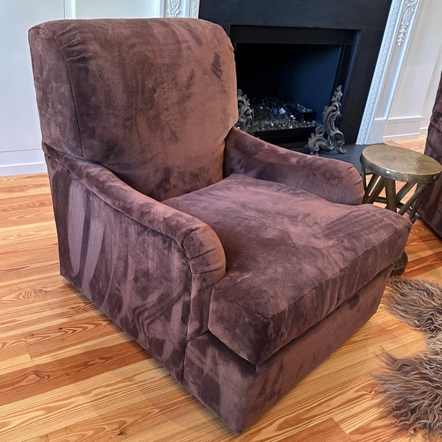 Pair of Deep Swivels in Holly Hunt Chocolate Brown For Sale - Image 9 of 12