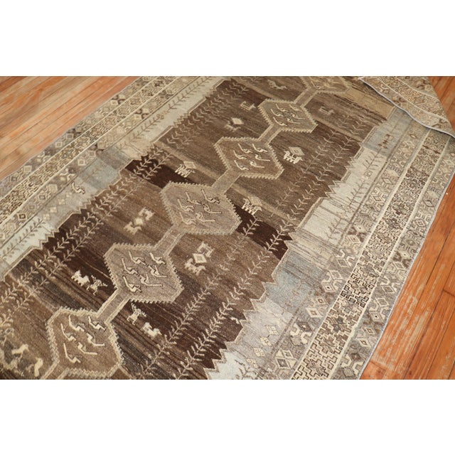 Early 20th Century Brown Grey Persian Kurd Gallery Size Rug For Sale In New York - Image 6 of 18