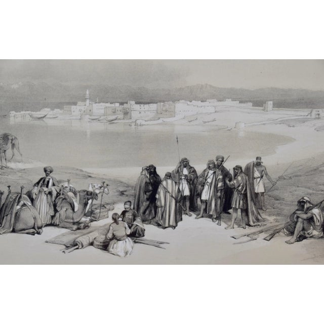 Realism 19th Century Duo-Tone Lithograph, "Suez, General View", 1846 For Sale - Image 3 of 5