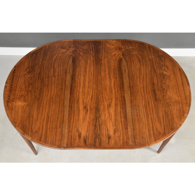 1960s 1960s Refinished Walnut 47” Round to Oval Dining Table For Sale - Image 5 of 10