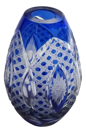 Small Vintage Vase in Cut Bohemian Crystal with Cobalt Blue, 1960s