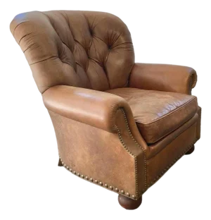 Vintage Leather Hickory Writers Chair | Soft Brown Leather Desk Chair | Mid Century Office Accent | Rustic Study Seating
