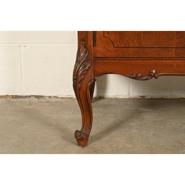 Romweber French Provincial Louis XV Carved Walnut and Burl Wood Breakfront Bookcase Cabinet, Circa 1930s For Sale - Image 14 of 18