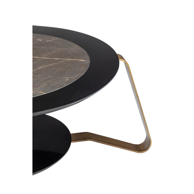 Metal Italian Rigel Coffee Table in Marble, Lacquered Wood and Steel For Sale - Image 7 of 10