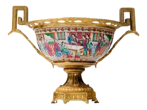 Antique French Canton Porcelain Louis XVI Style Decorative Bowl