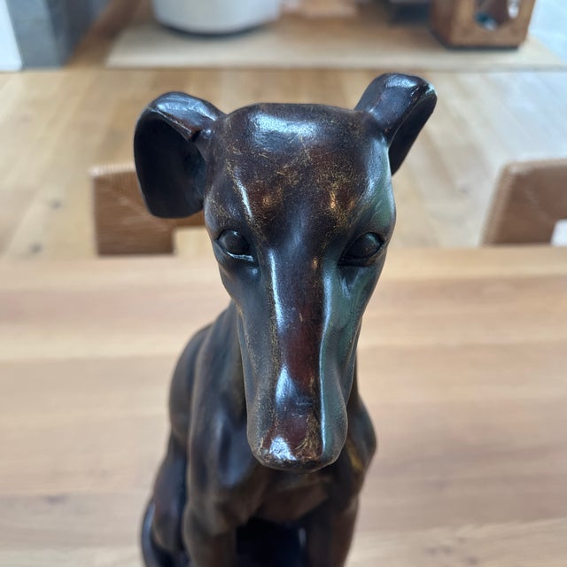 Mid 20th Century Vintage Hand Carved Sculpture of Seated Greyhound or Whippet For Sale - Image 5 of 12