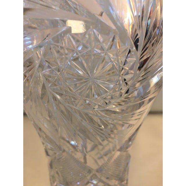Vintage Mid 20th Century Crystal Cut Glass Vase For Sale - Image 4 of 5