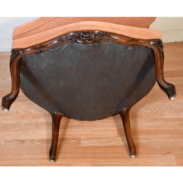 1880 Antique French Louis XV Hand Carved Walnut Spring-Seat Living Room Chair For Sale - Image 16 of 16