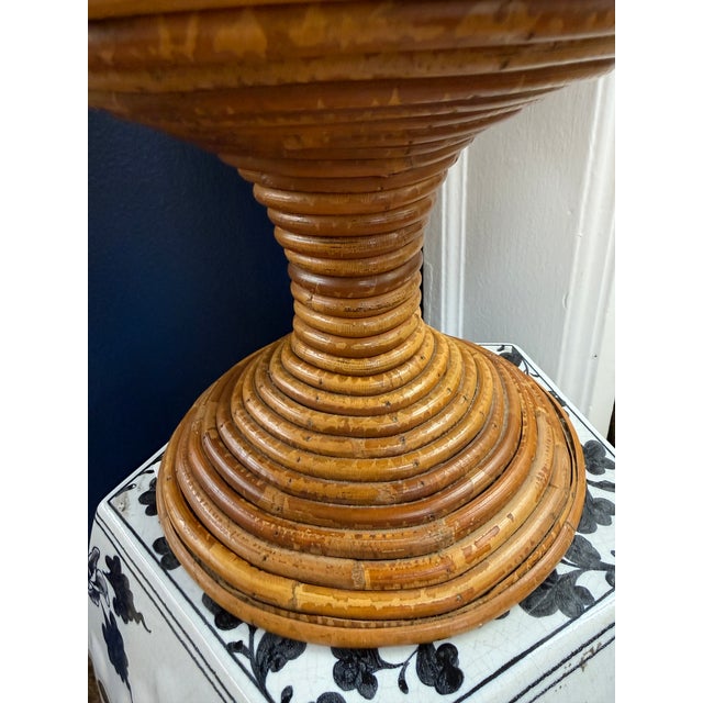 Italian Vintage 1970s Italian Pencil Reed Rattan Footed Planter For Sale - Image 3 of 8