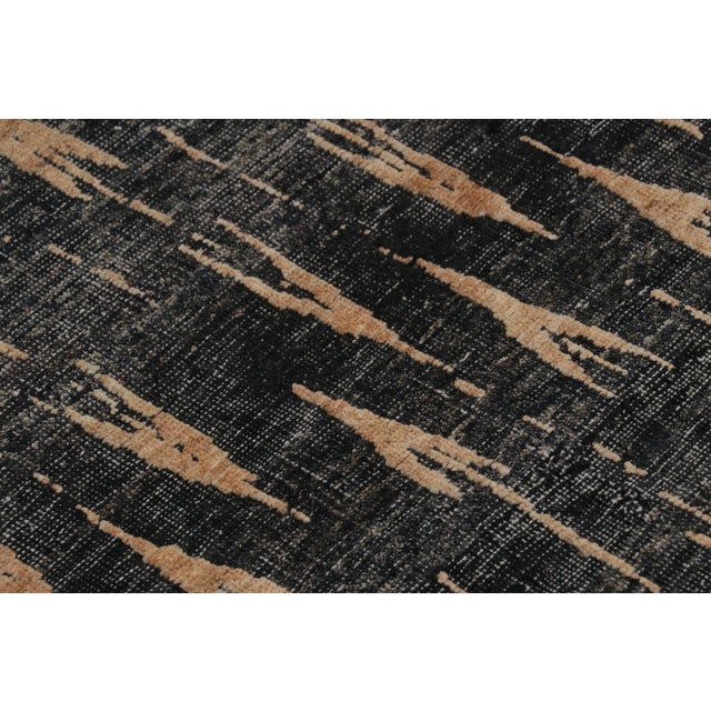 Rug & Kilim Contemporary Block Print Blue & Brown Natural Silk Rug by Rug & Kilim, India For Sale - Image 4 of 10
