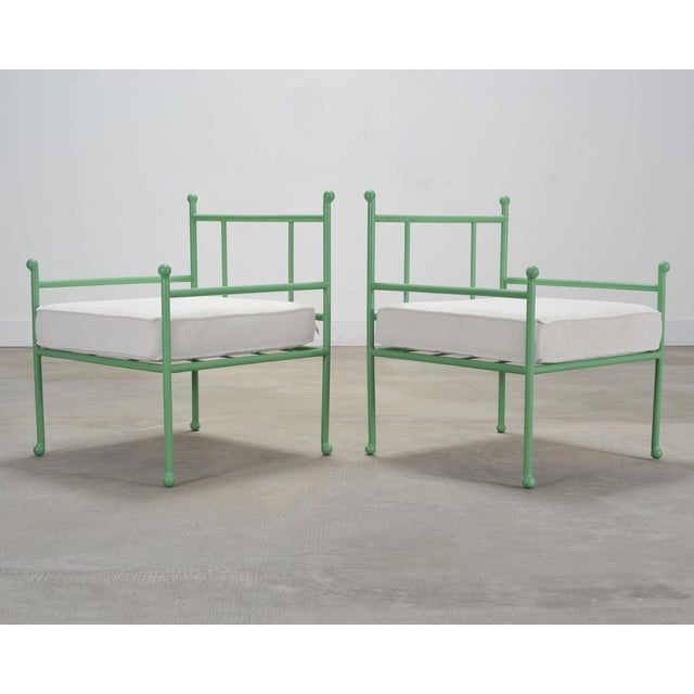 Metal Set of Four French Mid-Century Iron Garden Lounge Dining Armchairs For Sale - Image 7 of 18