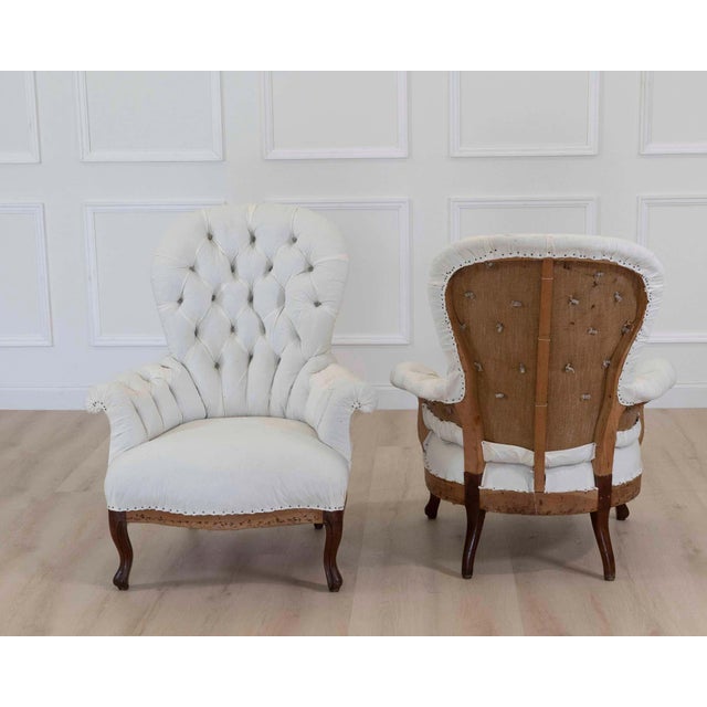 Pair of 20th Century French High Back Chairs, Ready to Upholster For Sale - Image 11 of 12