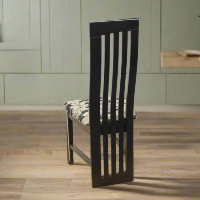 1980s Set of 6 1980s Slat Back Black Enamel Dining Chairs | Montreal For Sale - Image 5 of 6