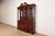 English Late 20th Century Ethan Allen Georgian Carved Flame Mahogany Lighted Breakfront Bookcase Cabinet For Sale - Image 3 of 16