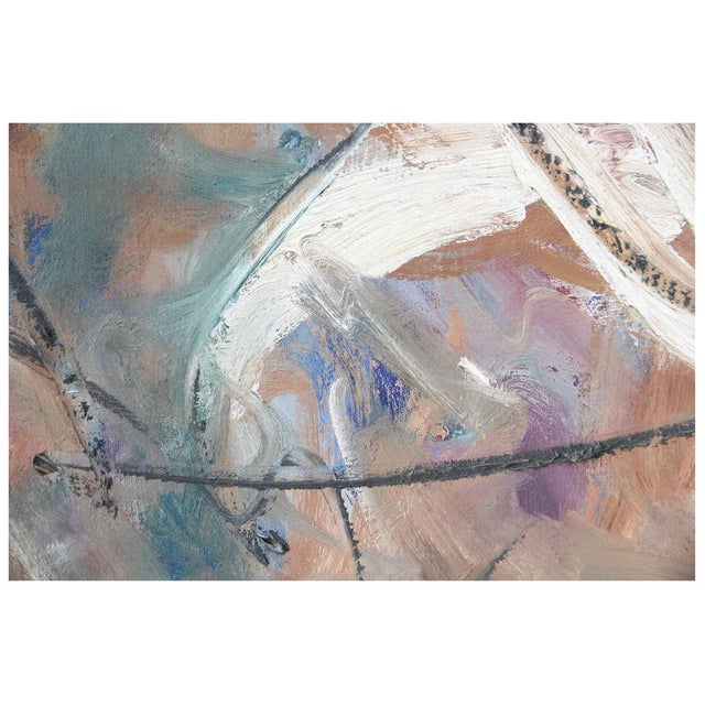 Midcentury Modern Abstract Oil Painting on Canvas, Signed Landland, 1970s For Sale In New York - Image 6 of 11