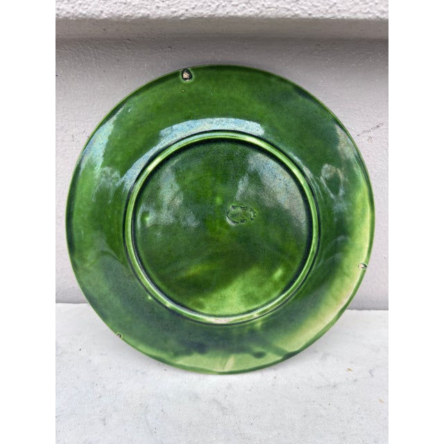 19th Century Majolica Pink Flowers Plate Clairefontaine For Sale - Image 4 of 4