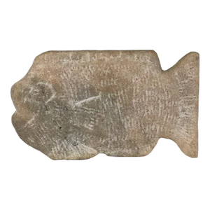 1980s Vintage Hand Carved Stone Fish Sculpture in Light Pink/Gold Hue