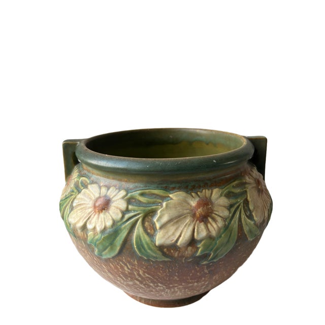 Vintgae Roseville Dahlrose 1920s Vintage Pottery Jardiniere Planter For Sale - Image 13 of 13