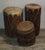 Collection of Four Wood and Leather Drums For Sale In Los Angeles - Image 6 of 7