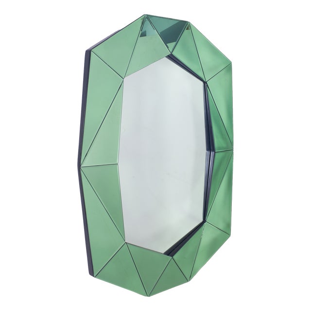 Green Cristal Mirror, 1970s For Sale