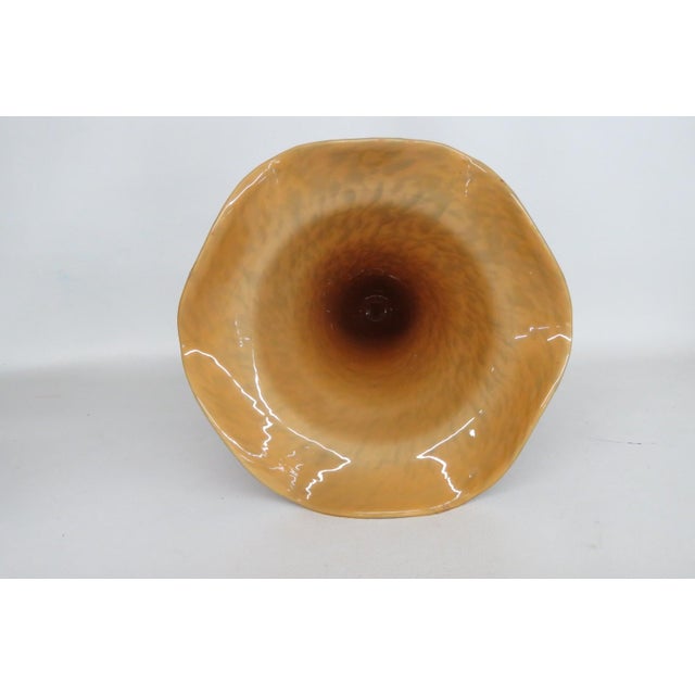 Art Glass Vase Italian Style Tortoiseshell Leopard Print With Ruffled Edge 4881b For Sale - Image 10 of 12