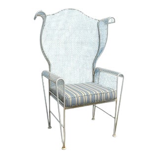 Vintage High Back Patio Chair Attributed to Russell Woodard For Sale