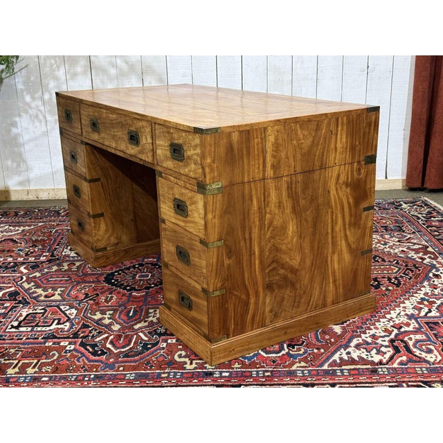 Indian Marine Flat-Top Desk in Mahogany, 1980s For Sale - Image 10 of 18