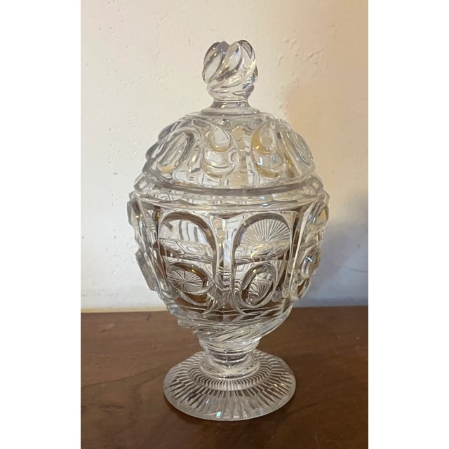 Transparent Antique 19th Century French Belle Epoque Cut Crystal Glass Urn and Cover For Sale - Image 8 of 12