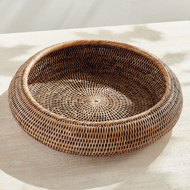 Brown Burma Rattan Shallow Display Bowls, Set Of 2 For Sale - Image 8 of 9