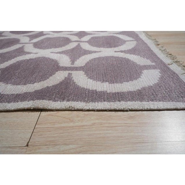 6x9 Brown Hand-Knotted Wool Bamboo Silk Linked Circles Design Tribal Carpet Rug For Sale - Image 4 of 8