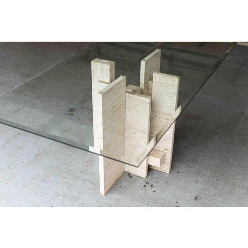 Glass & Travertine Dining Table by Willy Ballez For Sale - Image 14 of 18