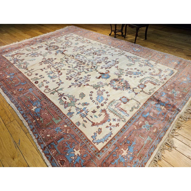 Vintage Turkish Oushak Rug, Handwoven Wool, Allover Geometric Design, 10' x 14' For Sale - Image 11 of 13