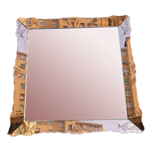 Vintage Mirror in Pink Glass by Gio Ponti, 1950s For Sale