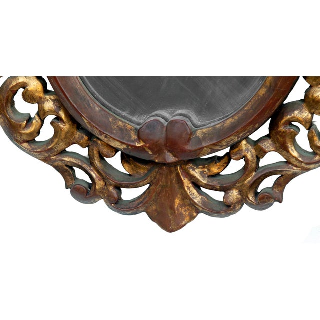 Gold Mid 20th Century Wood Carved & Gilt Quatrefoil Framed Mirror For Sale - Image 8 of 8