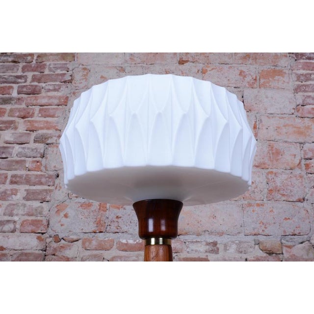 Mid-Century Table Lamp in Walnut, Brass and Glass, Czech, 1960s For Sale - Image 6 of 13