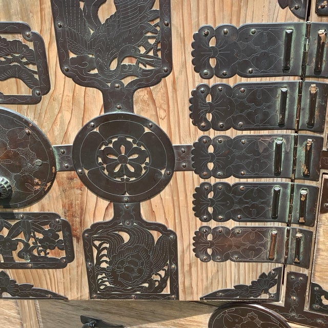 Antique Kiri Wood and Hand Forged Hardware Tansu Chest For Sale - Image 11 of 14