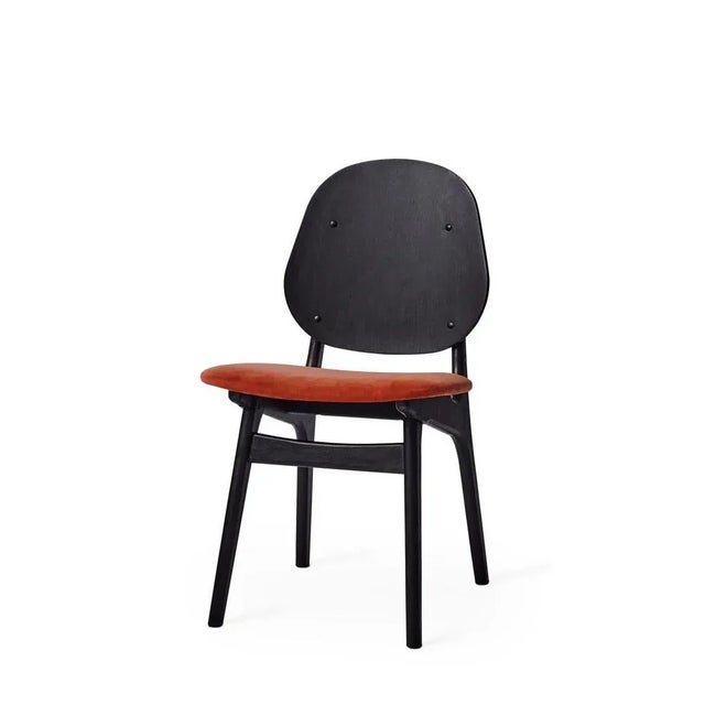 Contemporary Noble Chair in Black Lacquered Beech and Brick Red by Warm Nordic For Sale - Image 3 of 6
