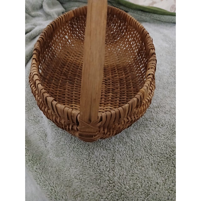 Wood Antique Woven Splint Buttocks Basket Gathering Basket For Sale - Image 7 of 7