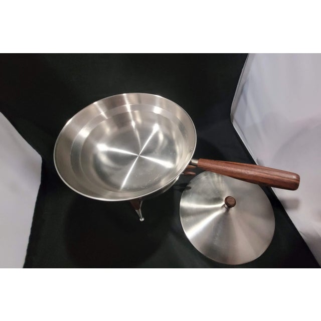 Vintage Mid-Century Modern Stainless Steel & Teak Chafing/Fondue Set - 6 Pc For Sale - Image 15 of 17