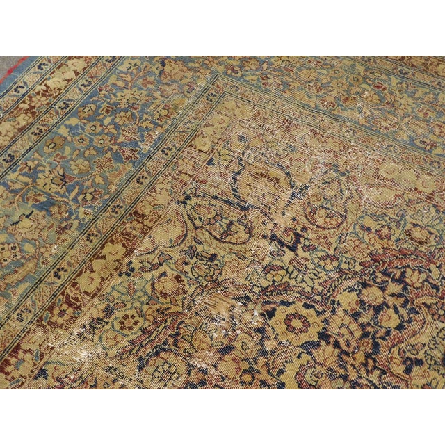 Distressed Antique Persian Kerman Rug. 7'1"x 9'7" For Sale - Image 13 of 18