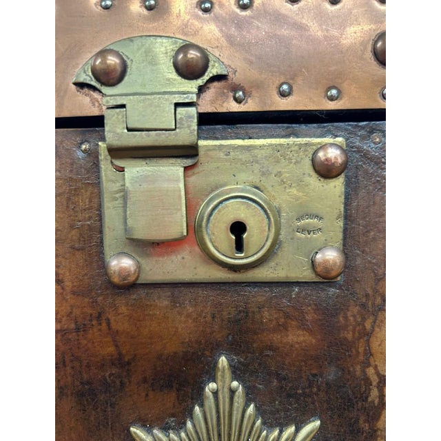Vintage Campaign Luggage Trunk Leather Side Table For Sale - Image 4 of 18