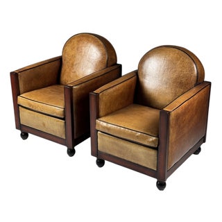 Art Deco Club Chairs in Sheepskin, Set of 2 For Sale