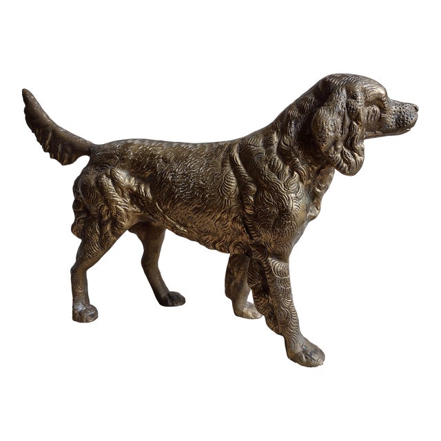 Vintage Large Bronze Dog Statue For Sale