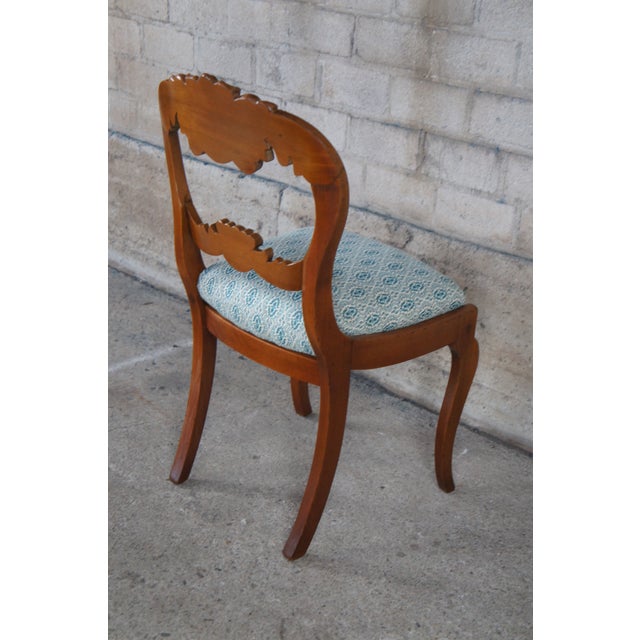 Early 20th Century Antique Victorian Rose Carved Walnut Balloon Back Parlor Vanity Desk Chair For Sale - Image 12 of 12