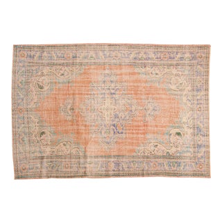 Vintage Distressed Oushak Carpet - 6'2" X 9'1" For Sale