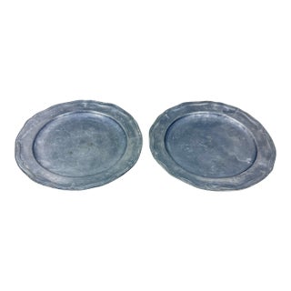 Vintage Italian Pewter Charger Plate- A Pair For Sale