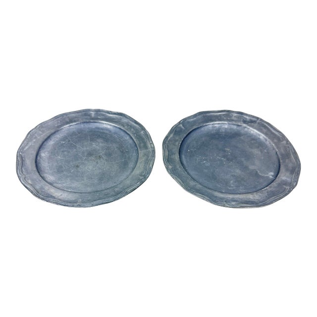 Vintage Italian Pewter Charger Plate- A Pair For Sale