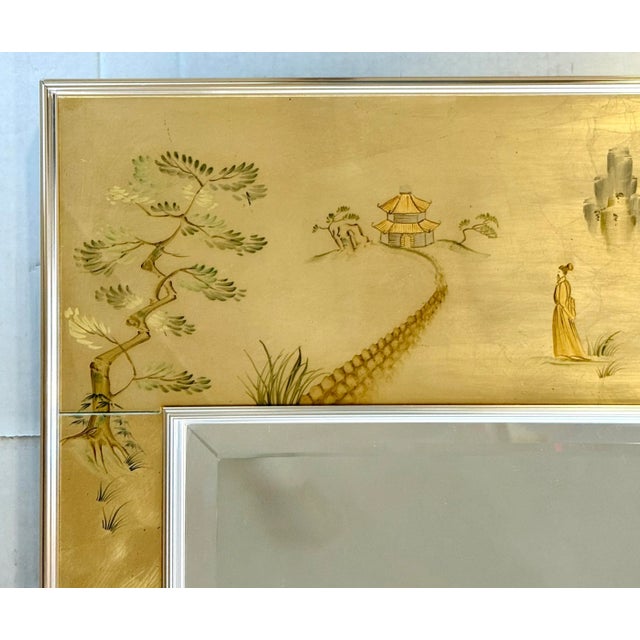 The elegant LaBarge handcrafted reverse-painted gold frame showcases Chinoiserie-inspired landscapes, flora, and fauna. It...
