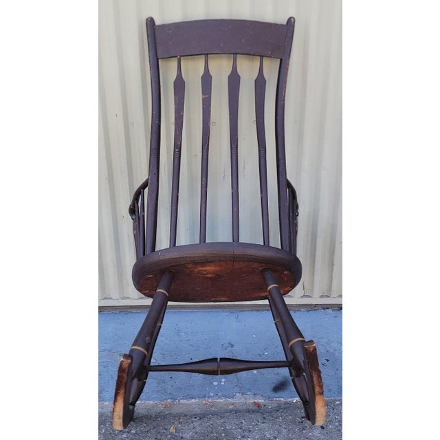 19Thc Paint Decorated Windsor Rocking Chair For Sale In Los Angeles - Image 6 of 8